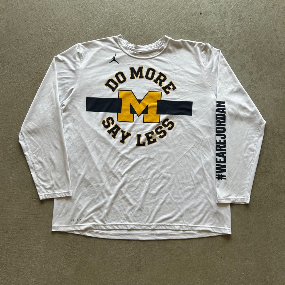 Nike Jordan Michigan Wolverines Long Sleeve Shirt Mens 3XL White Do More Dri Fit